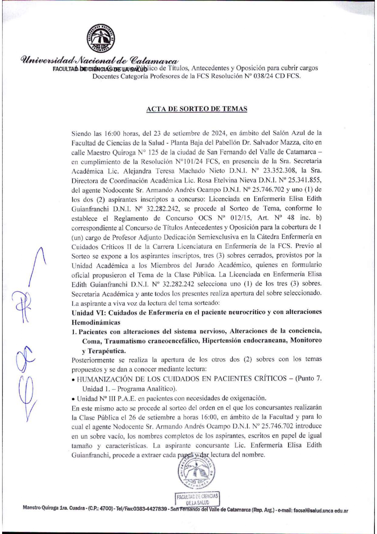 acta de sorteo de temas Cátedra Enfermería en Cuidados Críticos II page 0001
