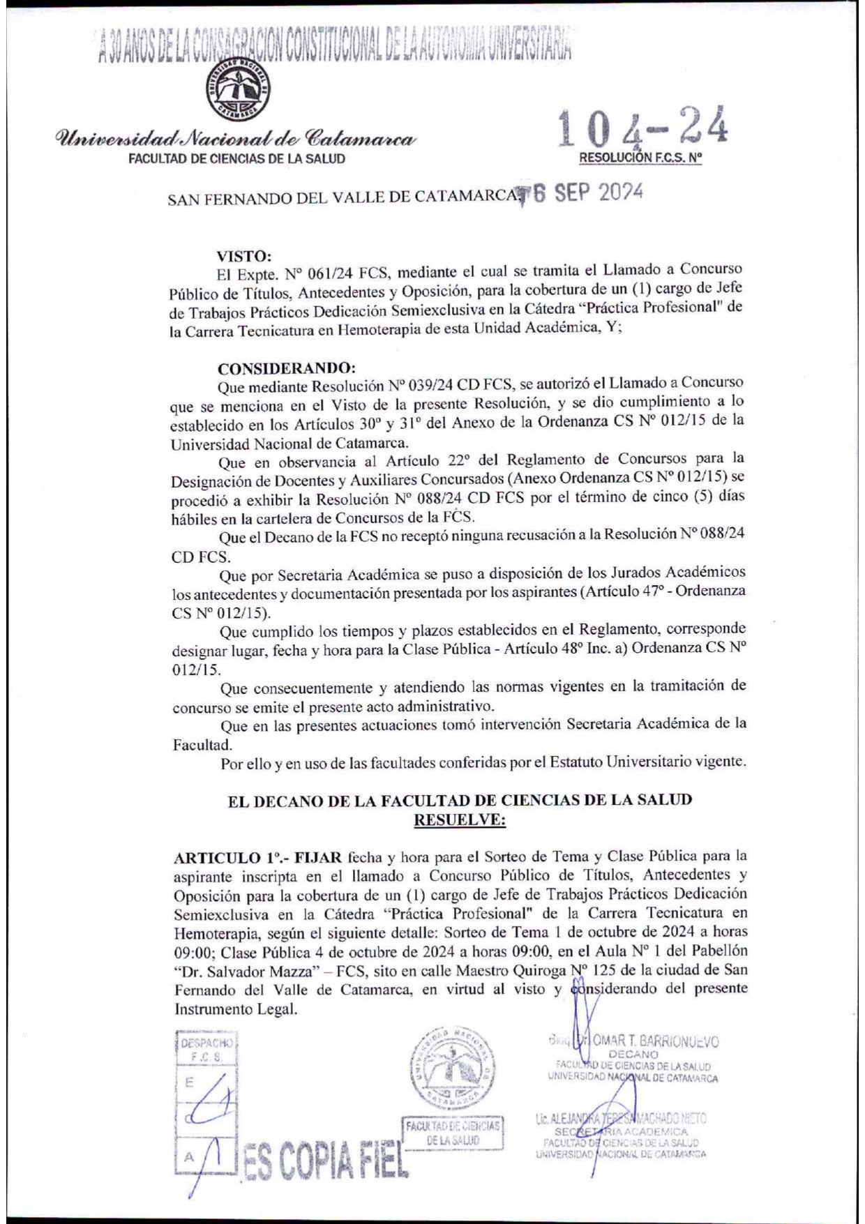 RES DEC 104 24 fIJAR FECHA Y HORA PRACTICA PROFESIONAL JTP 039 page 0001